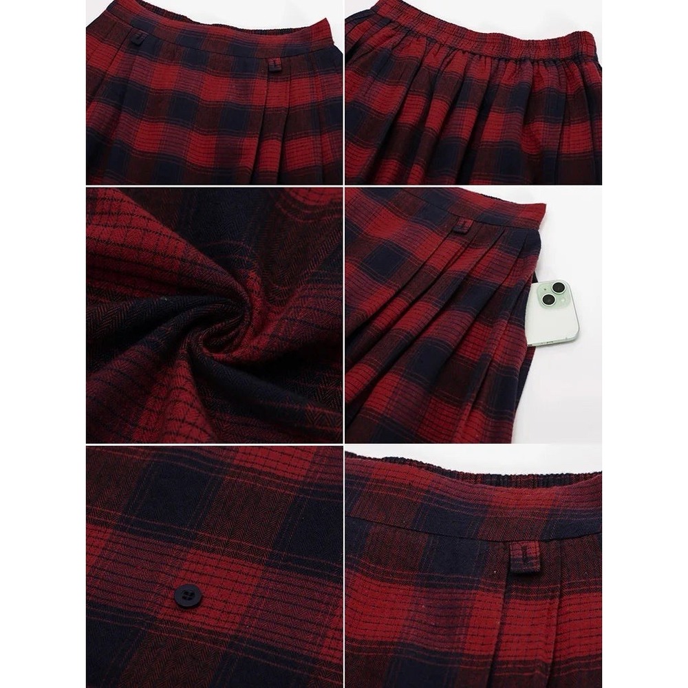 Renaissance XL Red Plaid Transformable Maxi Skirt Whimsy Goth Dark Academia punk - Picture 4 of 10